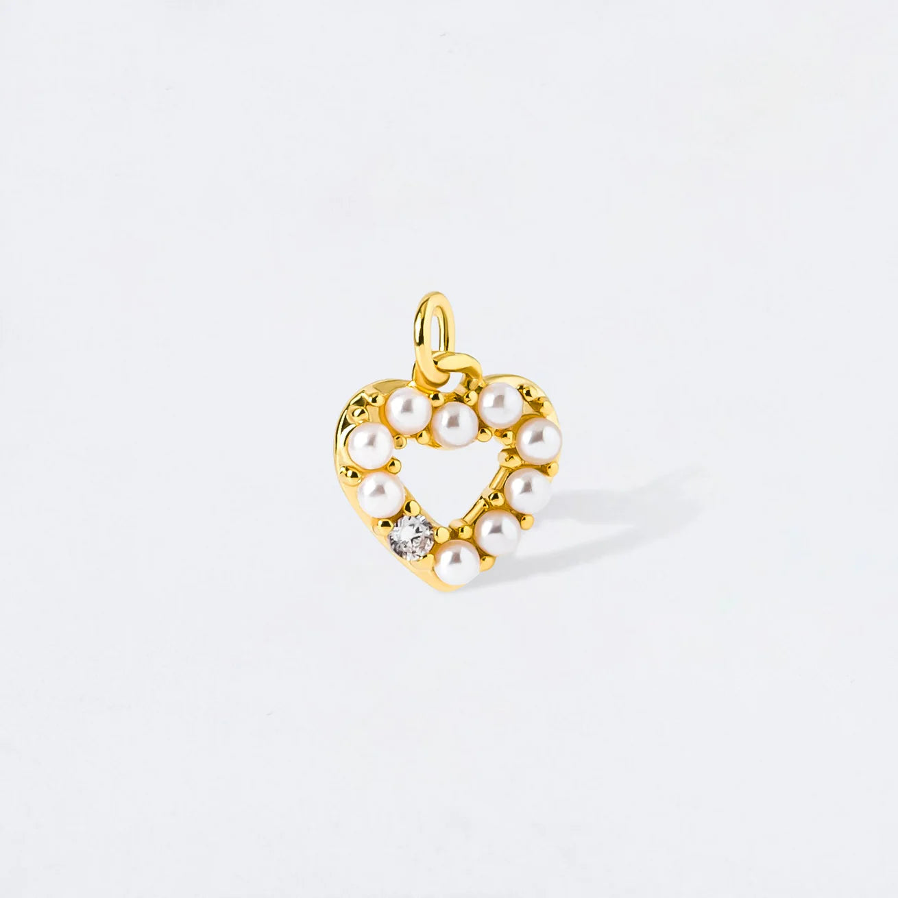 PEARL CRYSTAL HEART CHARM PENDANT