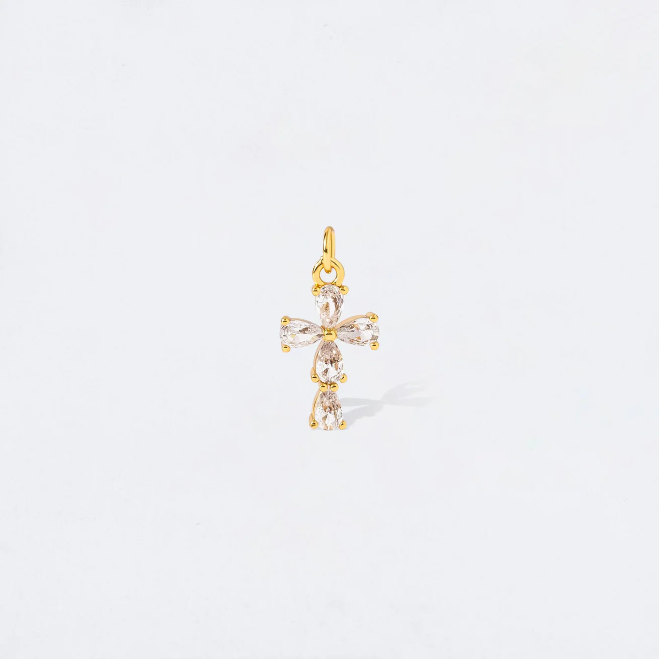 CRYSTAL PEAR SHAPE CROSS CHARM PENDANT