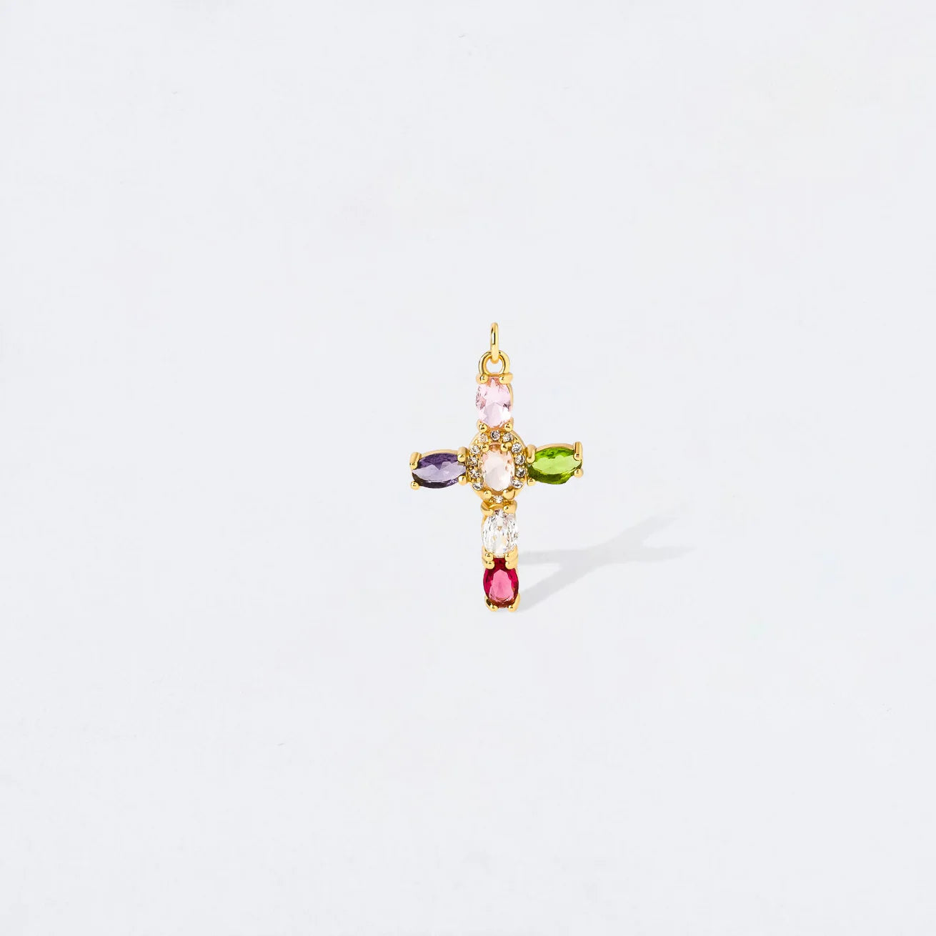 MULTI COLOR CRYSTAL CROSS CHARM PENDANT