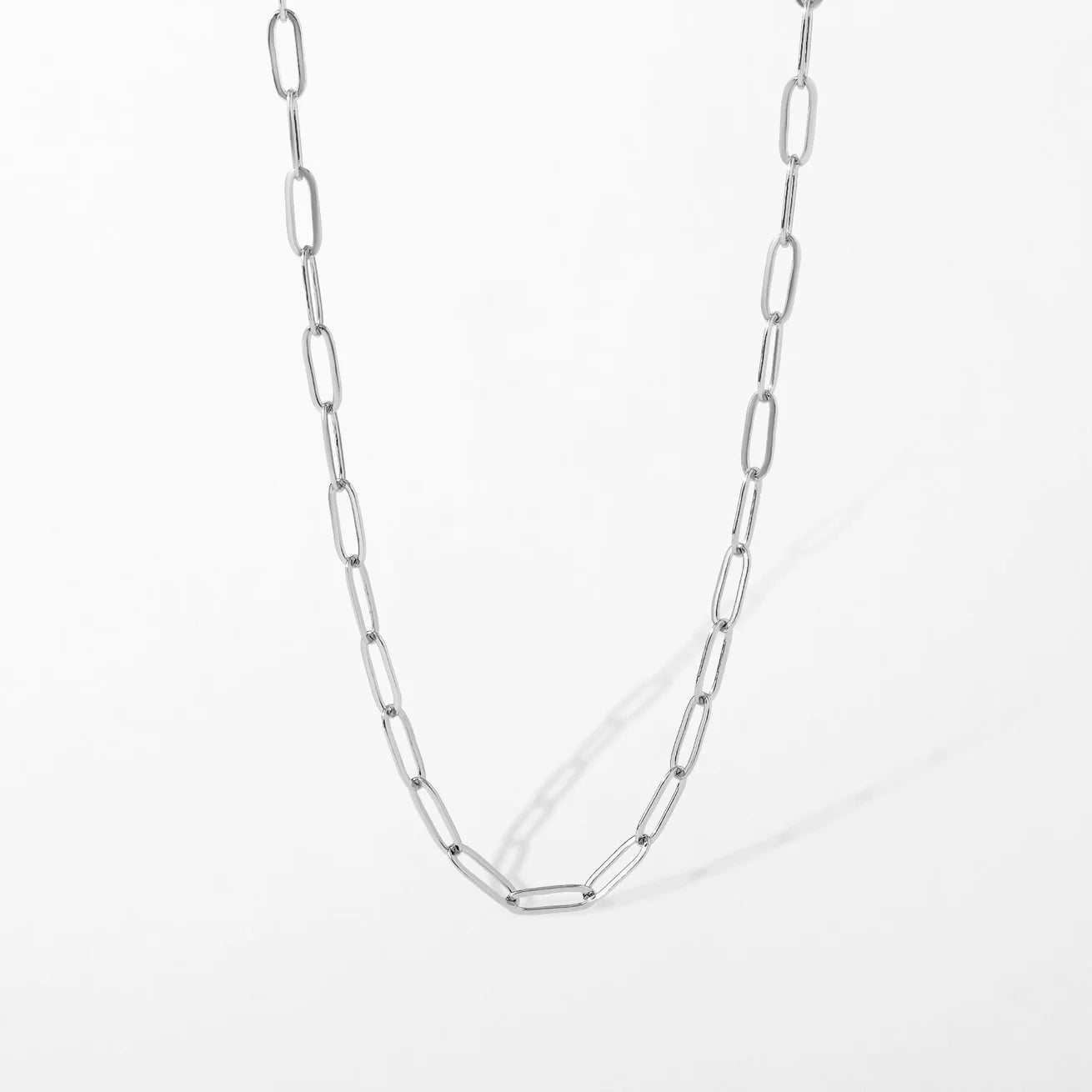 Silver DAINTY PAPERCLIP CHARM NECKLACE CHAIN