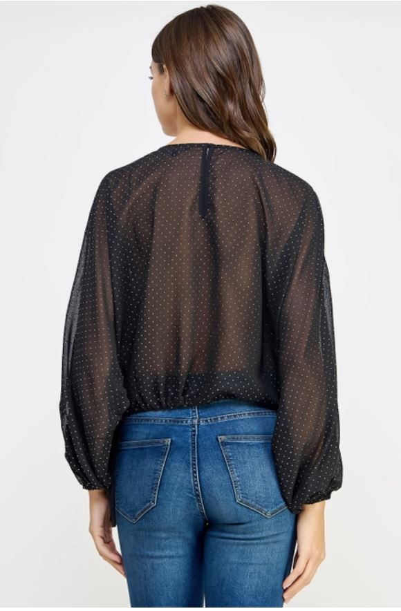 Annie Sheer Rhinestone Chiffon Top