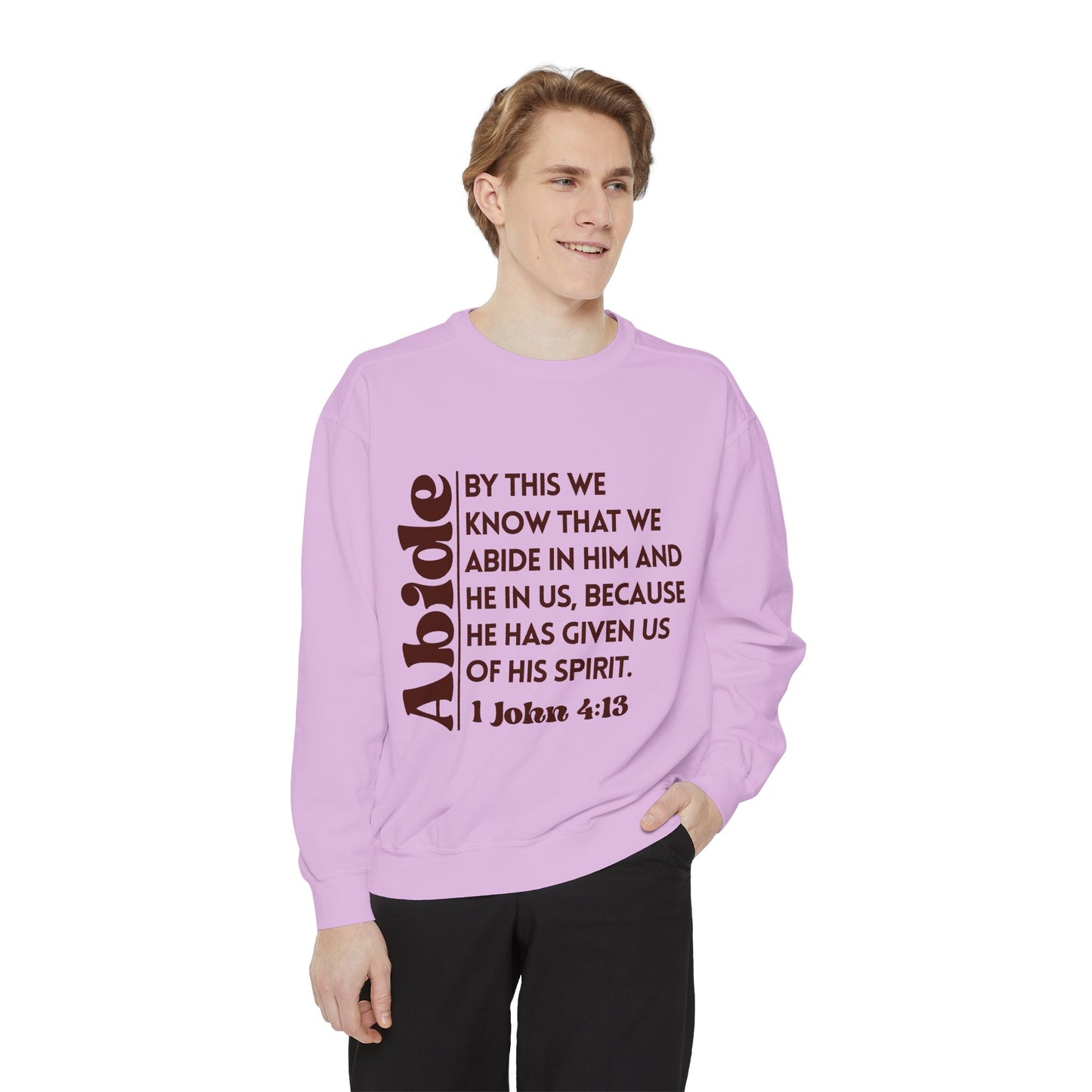 Abide Sweatshirt — 1 John 4:13 Christian Scripture Pullover