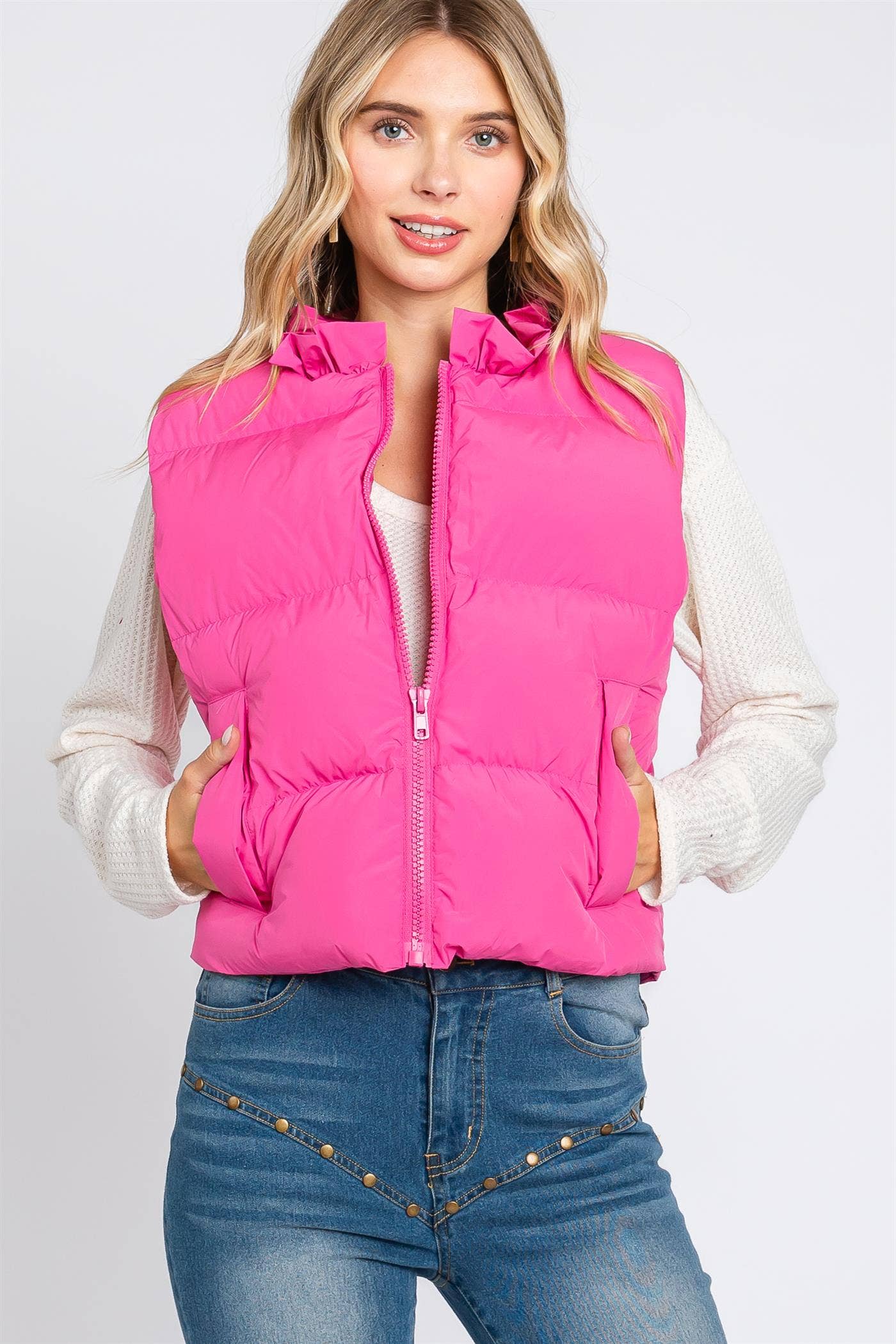 Mock Neck Puffer Vest: MJ4502