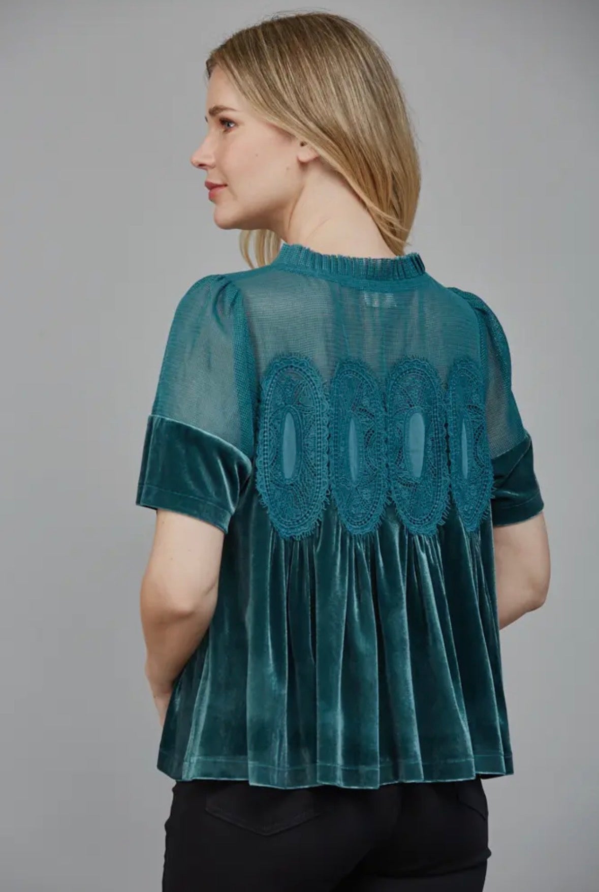 Amarillo Velvet Top in Turquoise