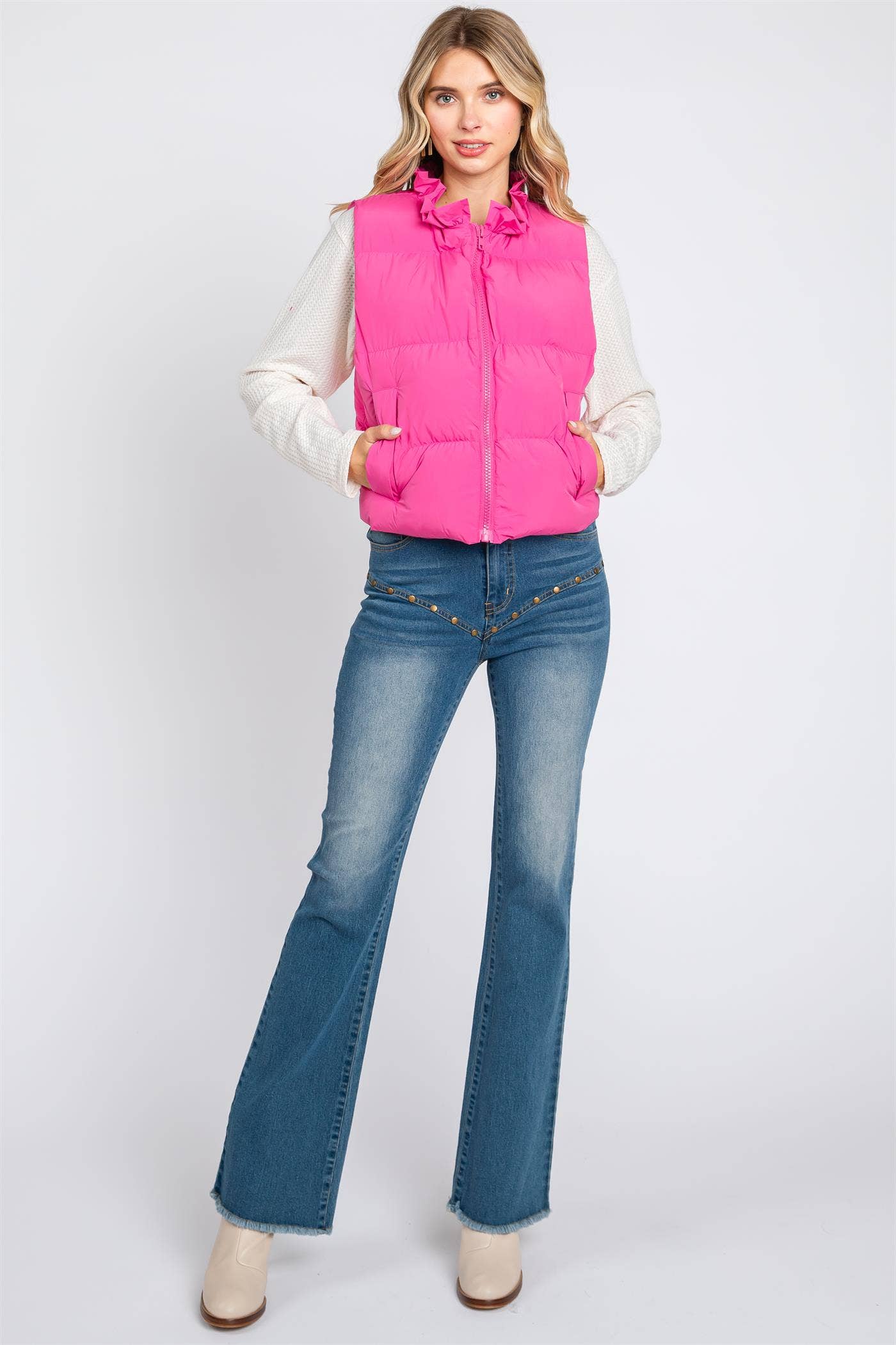 Mock Neck Puffer Vest: MJ4502