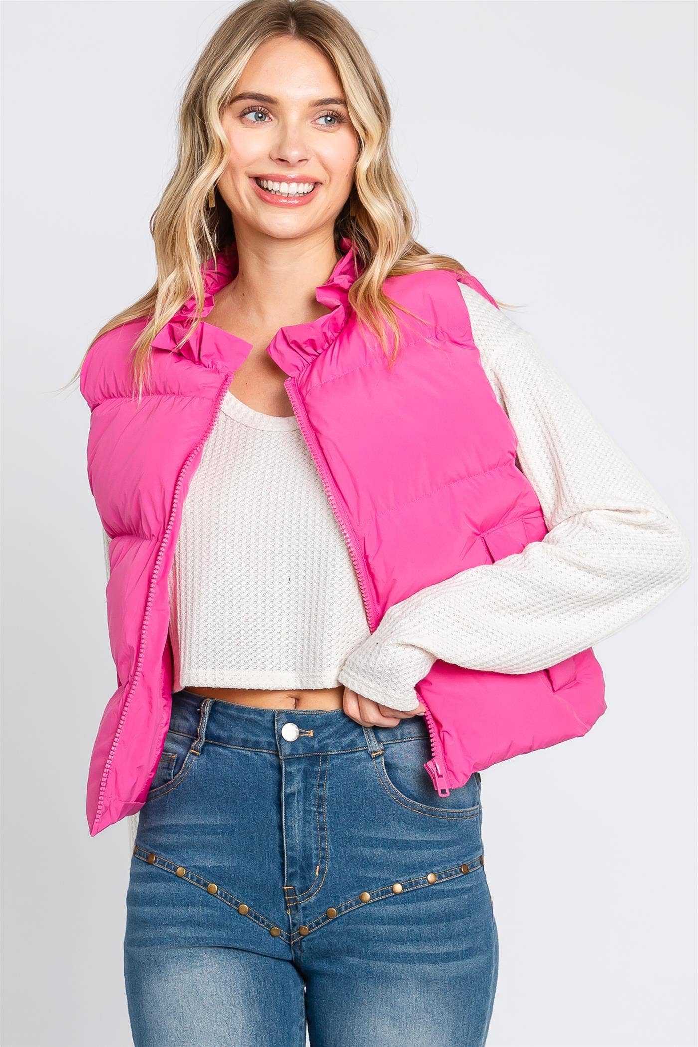 Mock Neck Puffer Vest: MJ4502