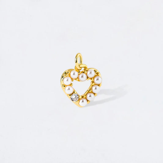 PEARL CRYSTAL HEART CHARM PENDANT