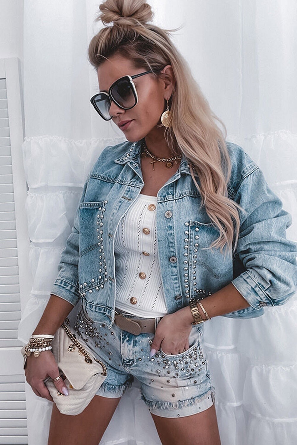 Studded denim jacket