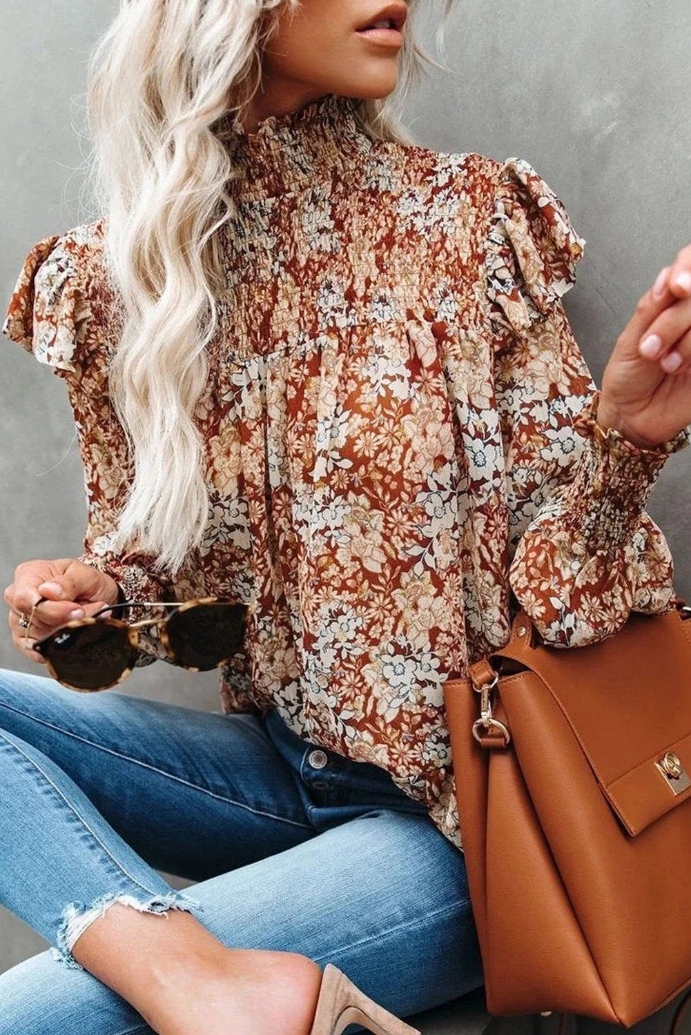 Gold Flame Floral Top