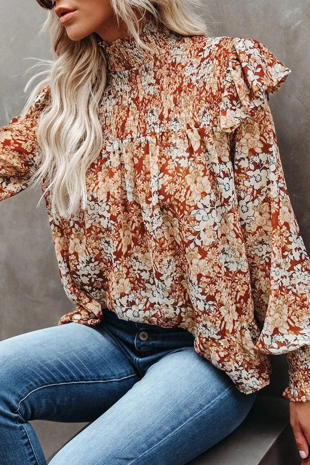 Gold Flame Floral Top