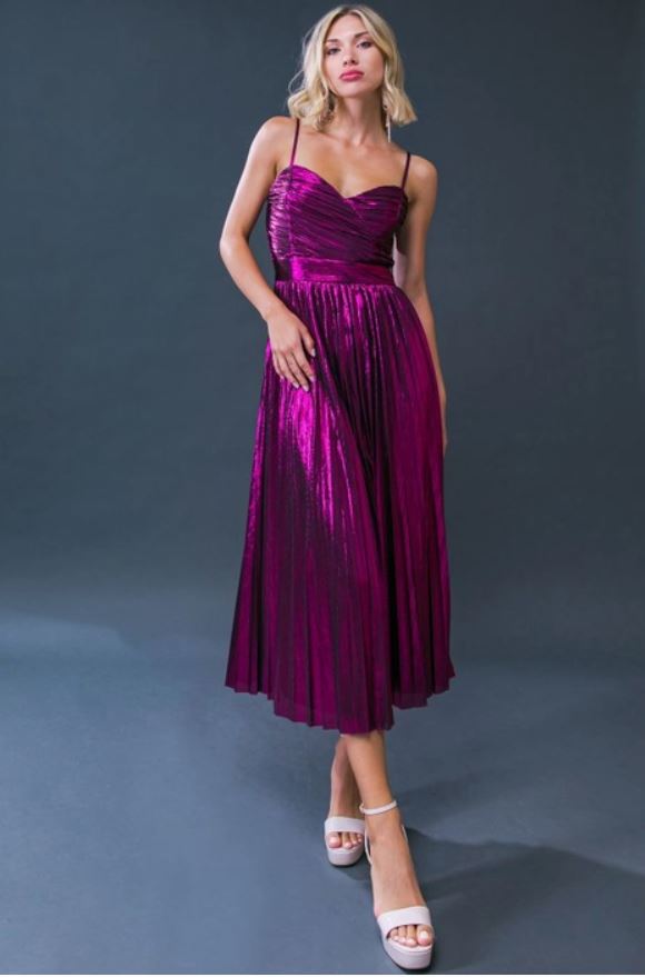 Hannah Magenta Midi Dress