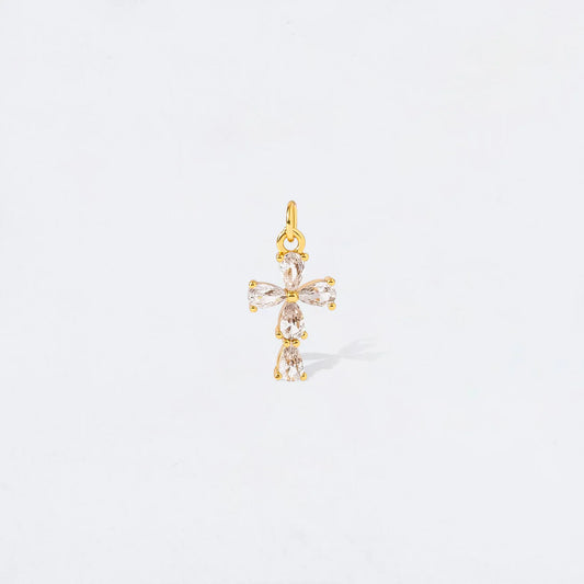 CRYSTAL PEAR SHAPE CROSS CHARM PENDANT
