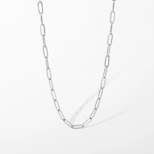 Silver DAINTY PAPERCLIP CHARM NECKLACE CHAIN