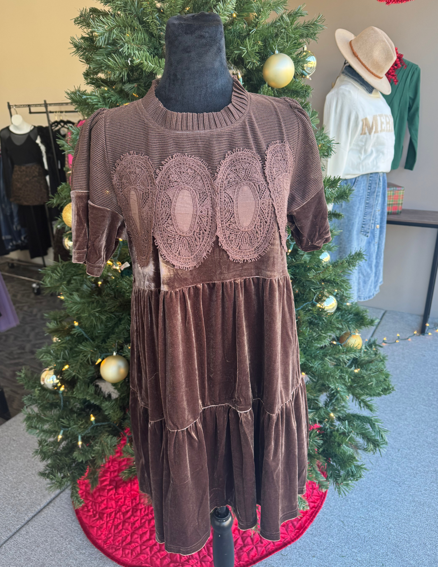 Amarillo Velvet Dress in Mocha